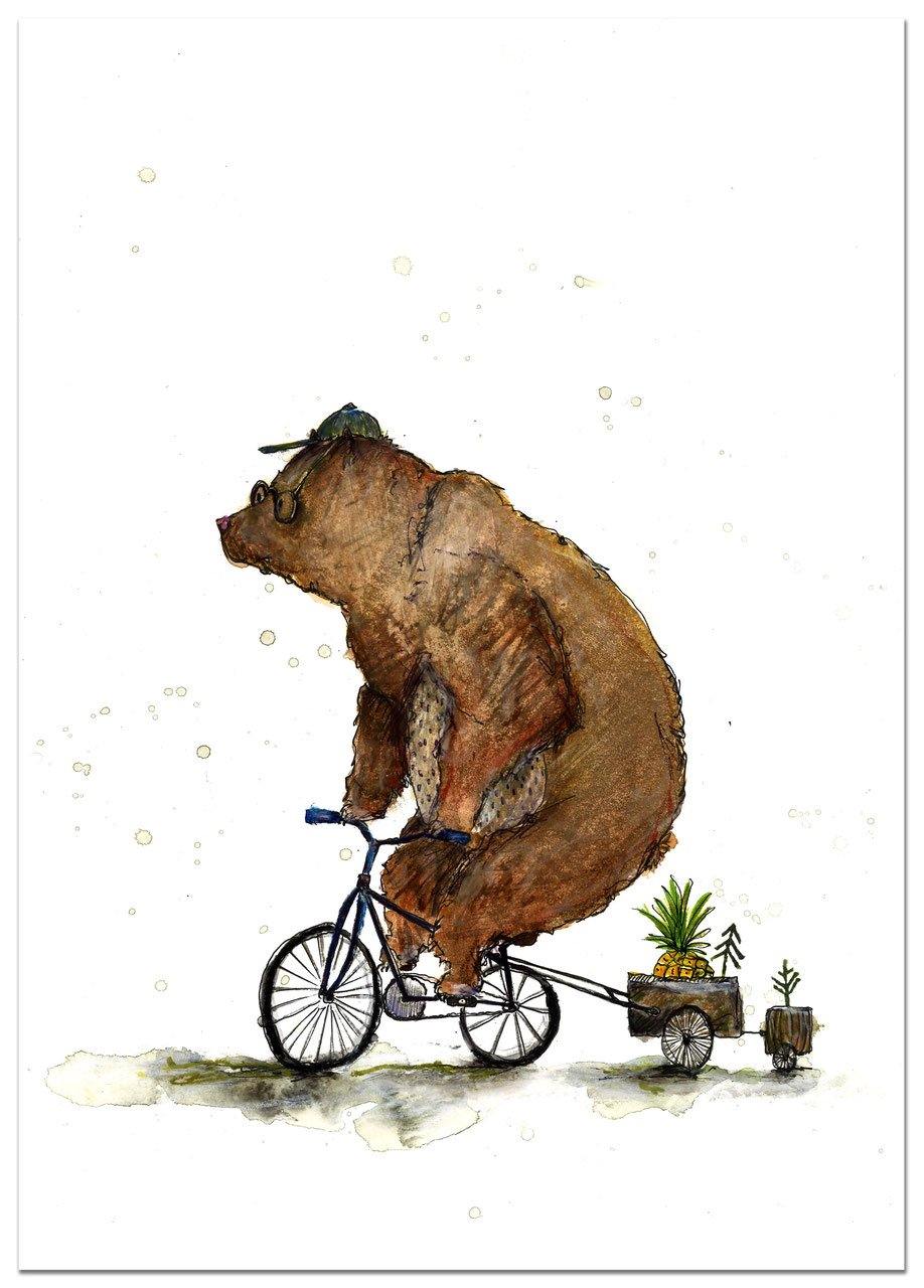Kunstdruck "Bär auf Rad" | DIN A3