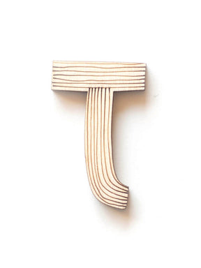 Holzbuchstabe T fürs Kinderzimmer mit Streifen Muster
