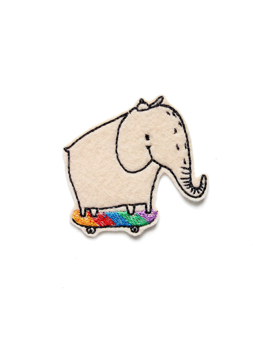Aufnäher Elefant auf Skateboard in Regenbogen Farben von halfbird