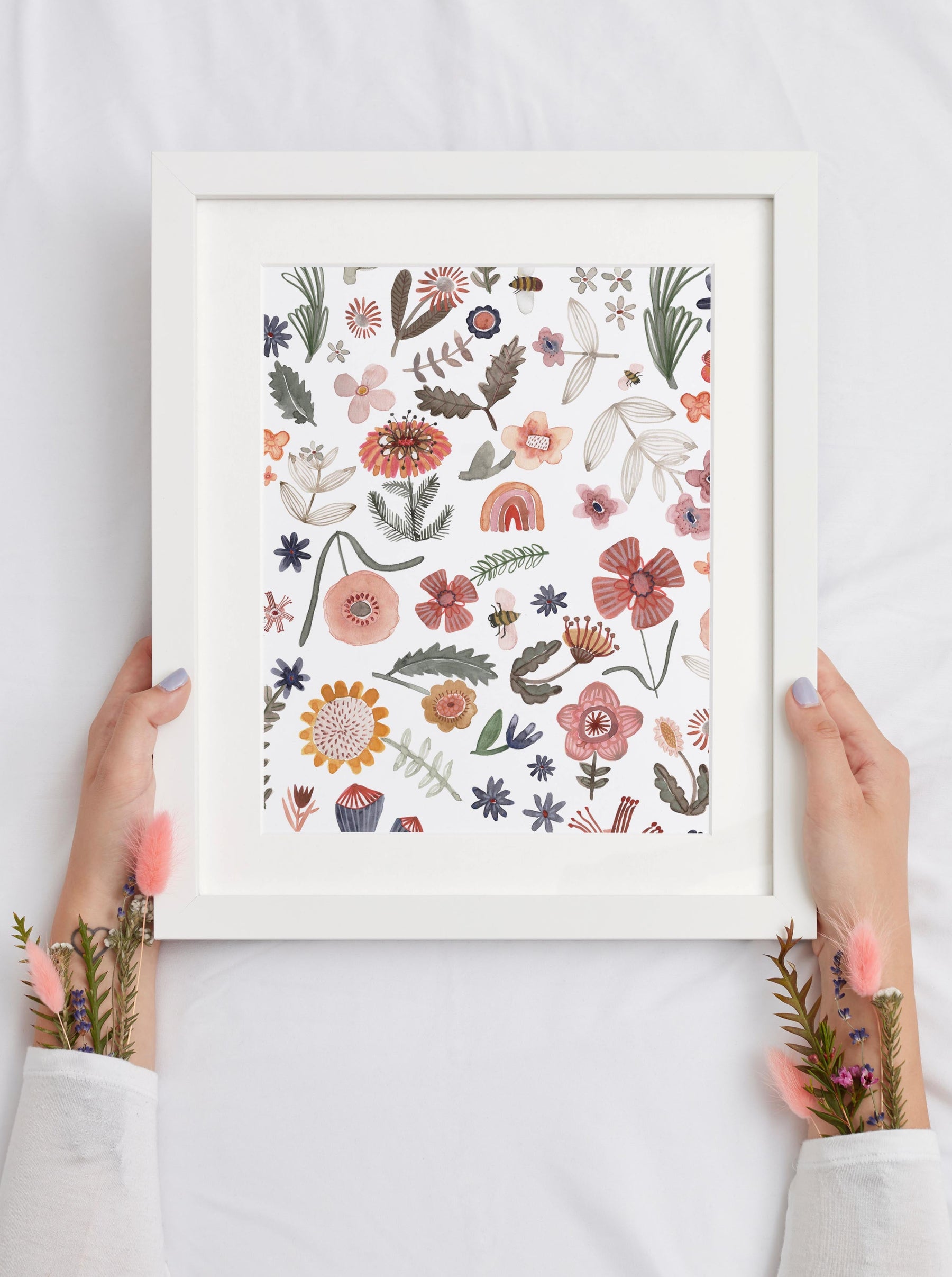 Kunstdruck Blumen und Blüten handillustriert mit Wasserfarben