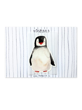 Bügelbild Pinguin auf einer Karte mit Bügelanleitung