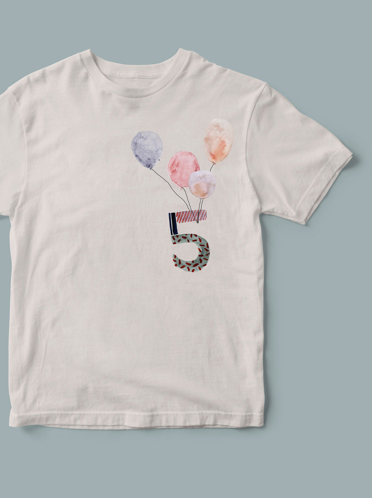5. Geburtstag Bügel Zahlen für Kleidung, Zahl Fünf und Luftballons