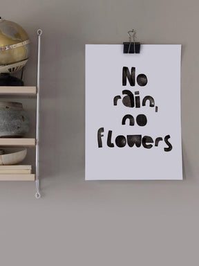 Typographie Poster no rain no flowers