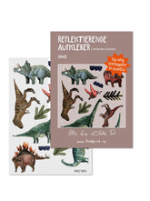 reflektierendes Sticker Set Dinosaurier in einer Klappkarte verpackt