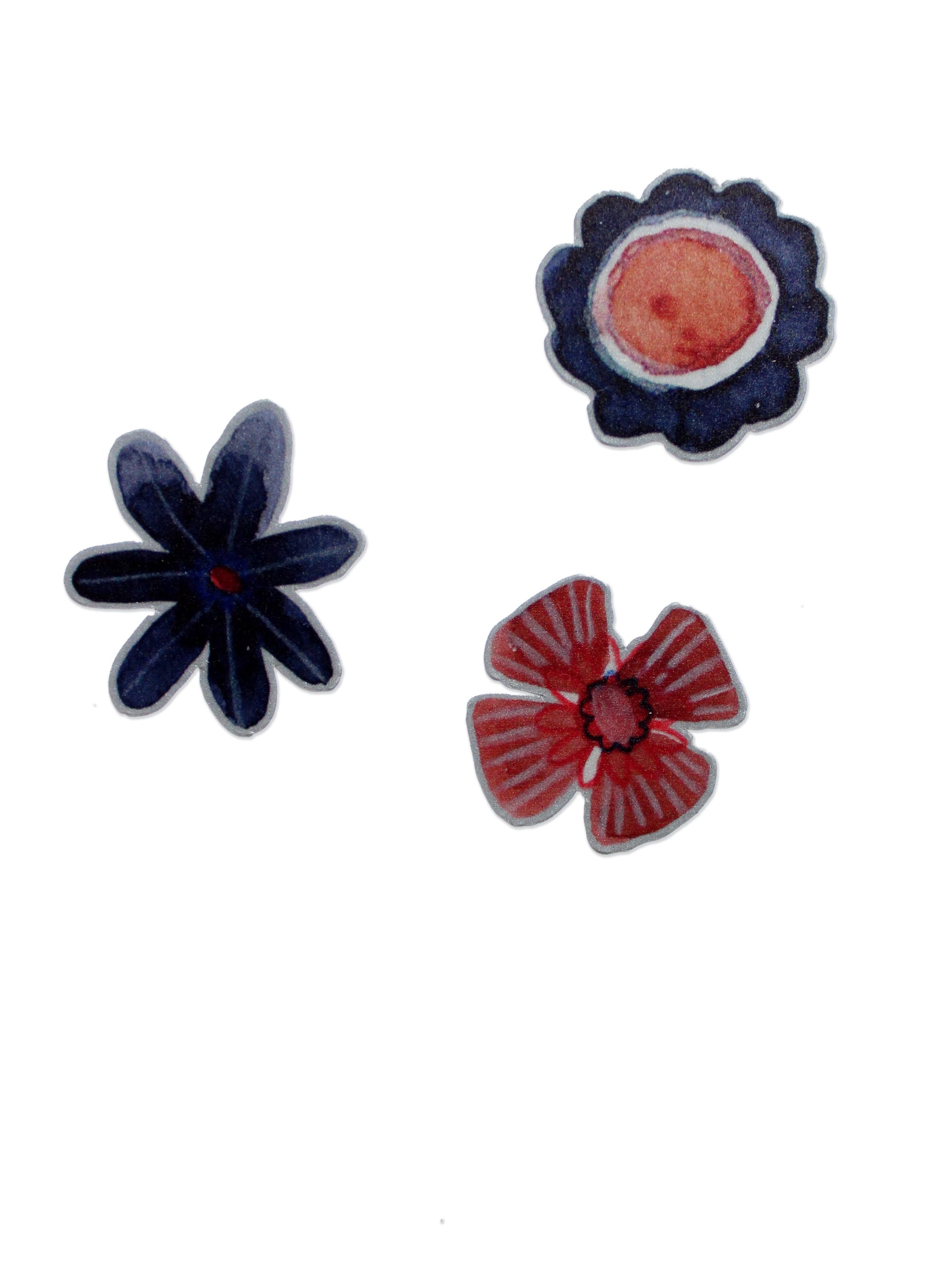 Reflektierende Blumen sticker in blau rot