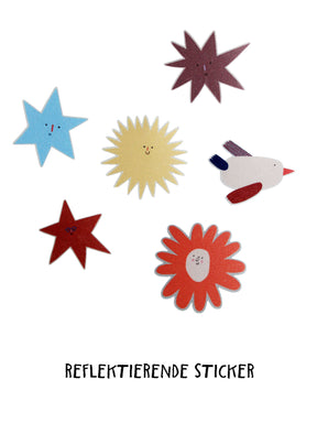 Reflektor Sticker Sterne, Sonne, Blume, Vogel mit Illustrationen von Anna Jansen
