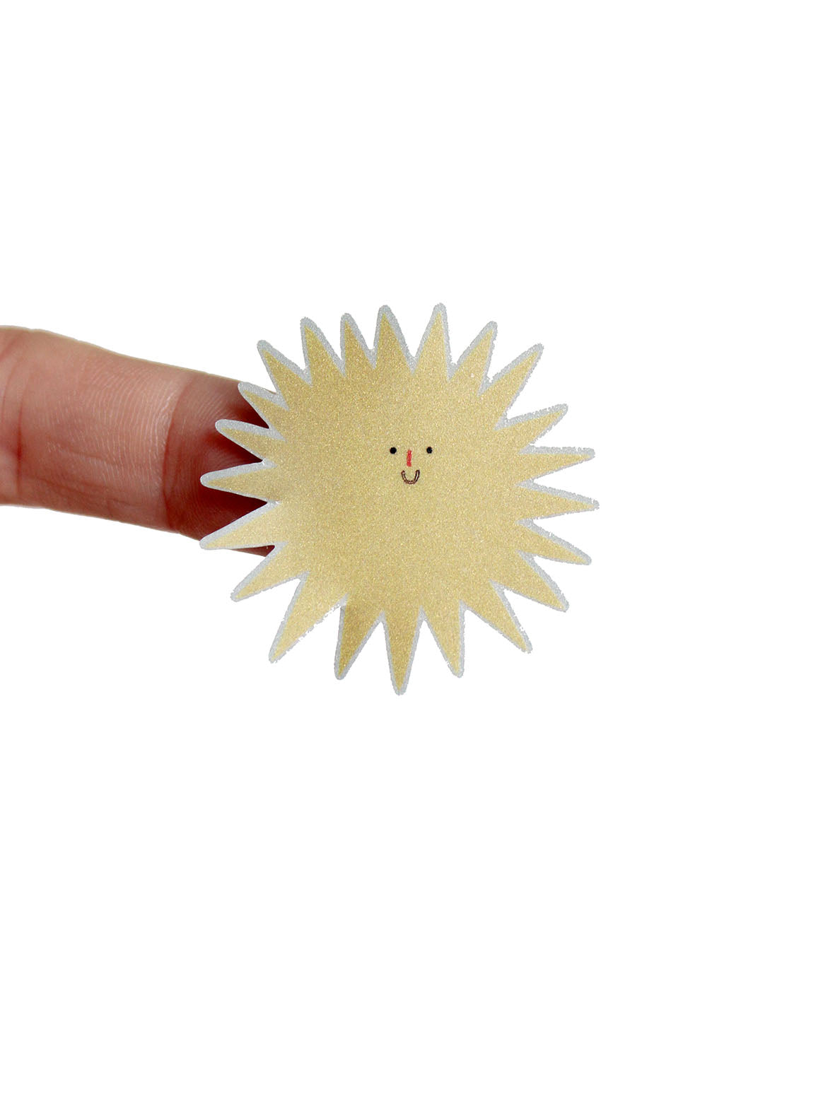 Reflex-Sticker Sterne mit Gesicht 4 x Ø 5 cm / silber mit gelb