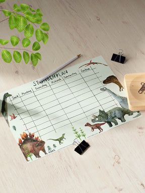 Stundenplan Dinosaurier auf dem Tisch